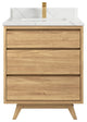 Madison Teak 30 Single Sink Bath Vanity in Light Natural 1.5" Calacatta Laza