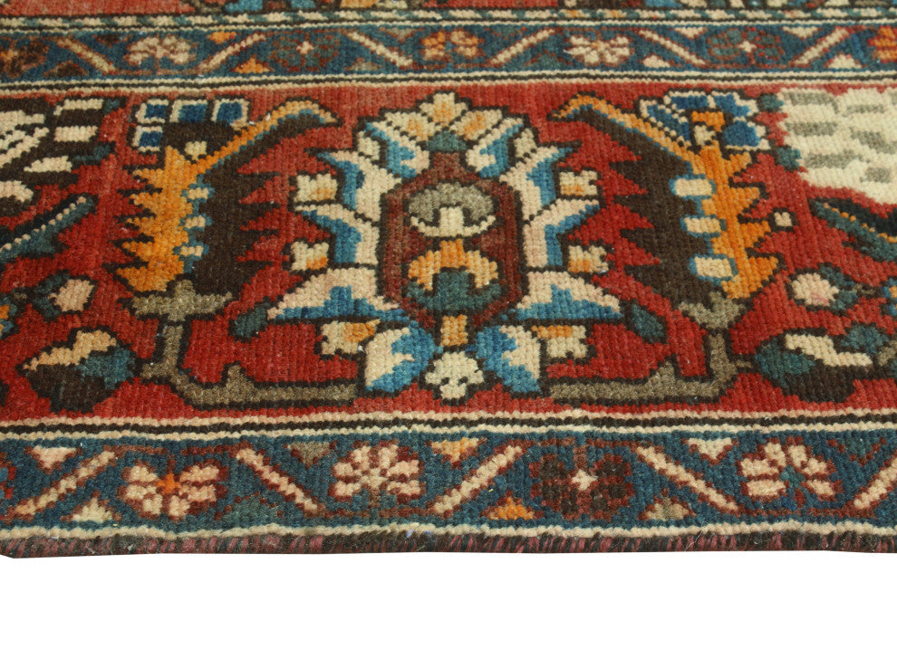 Fine Vintage Bakhtiari Qudoos Rust/Black Rug, 9'8 x 11'10