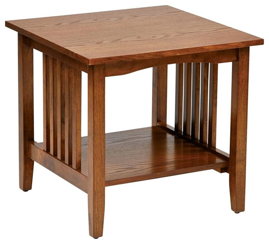 Sierra Mission End Table In Ash Brown Finish Engineered Wood