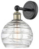 Athens Deco Swirl 1 Light Wall Sconce, Black Antique Brass, Clear Deco Swirl