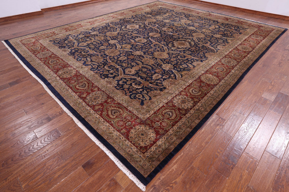 12' 0" X 14' 7" Fine Persian Tabriz Hand-Knotted Wool Rug Q8498