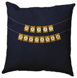Navy Colored Banner Day Hanukkah Polyester Throw Pillow, 18"x18"