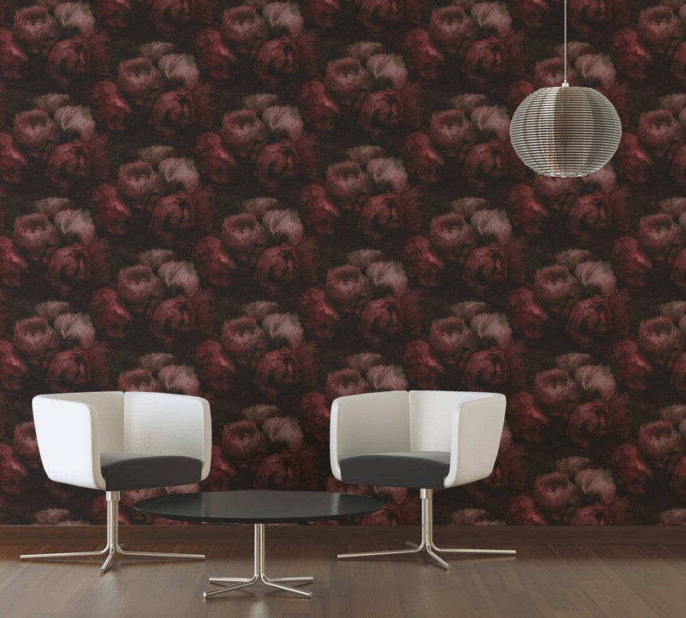 Sample, Floral Textured Wallpaper Featuring Peonies, 373924