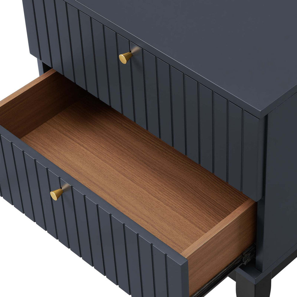 Nightstand Side End Table, Blue, Wood, Modern, Mid Century Living Guest Suite