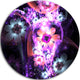 Fractal Flower Dark Purple Digital Art, Flower Disc Metal Wall Art, 11"