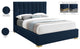 Pierce Linen Textured Fabric Upholstered Bed, Navy, Full