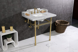 Kingston Brass LMS3030MBSQ7 30" Carrara Marble Console Sink, Legs