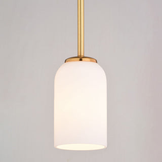 Shelby Gold Brass Transitional Mini Pendant Ceiling Light White Glass
