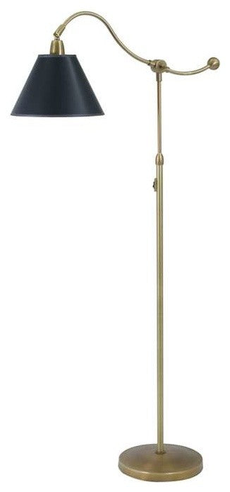 House of Troy Hyde Park Floor Lamp Weathered Brass, Black Shade HP700-WB-BP