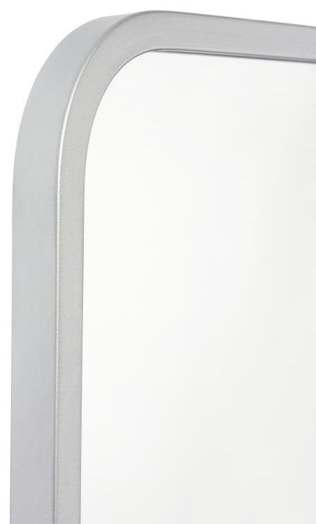 Jada Decorative Wall Mirror with Rounded Corners, Matte Silver, 40" X 30"