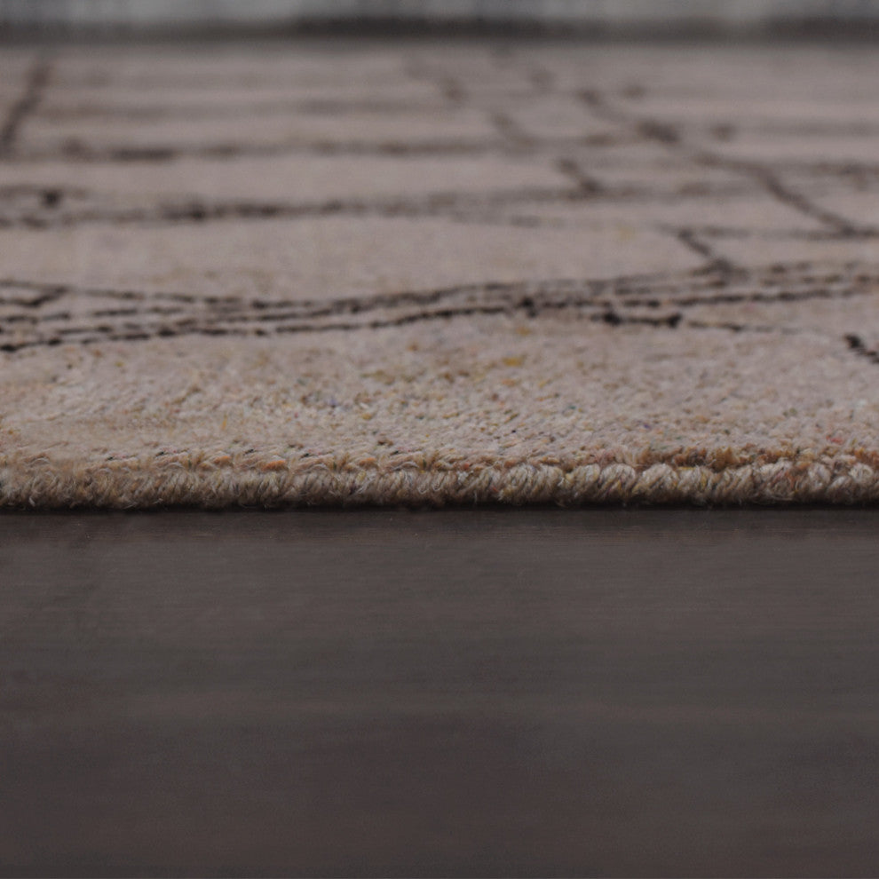 HAND KNOTTED LOOM SILK ECO-FRIENDLY RUG-8'x10',Rectangle,Beige Brown,Contemporar