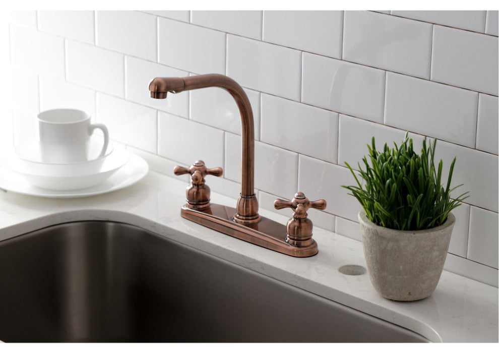 Kingston Brass KB716AXLS Victorian Centerset Kitchen Faucet, Antique Copper