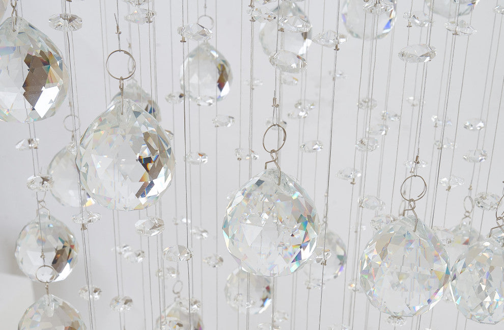 Clear Crystal Flushmount Chrome Frame Spiral Light Fixture