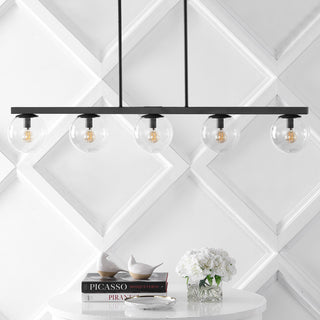 Luca Parisian 45.5" 5-Light Modern Glam Globe Linear LED Pendant, Black/Clear