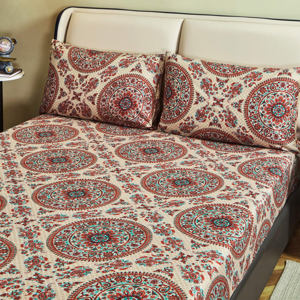 Tache Bohemian Chic Mandala Paisley Fitted Sheet, Full