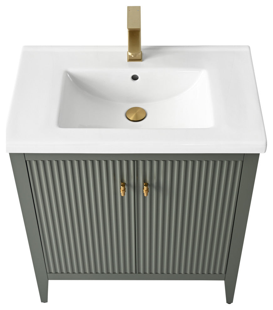 Vanity Art Freestanding Vanity, Vintage Green, 30", Single Sink, Golden Brushed