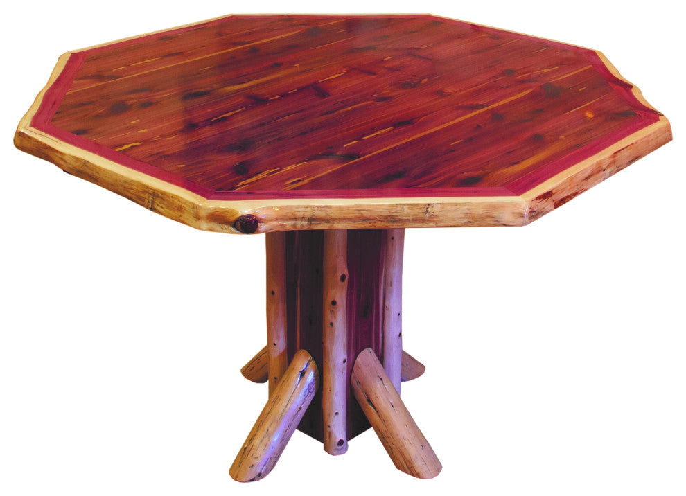 Red Cedar Log Octagon Table, 42 Inch, Dining Height