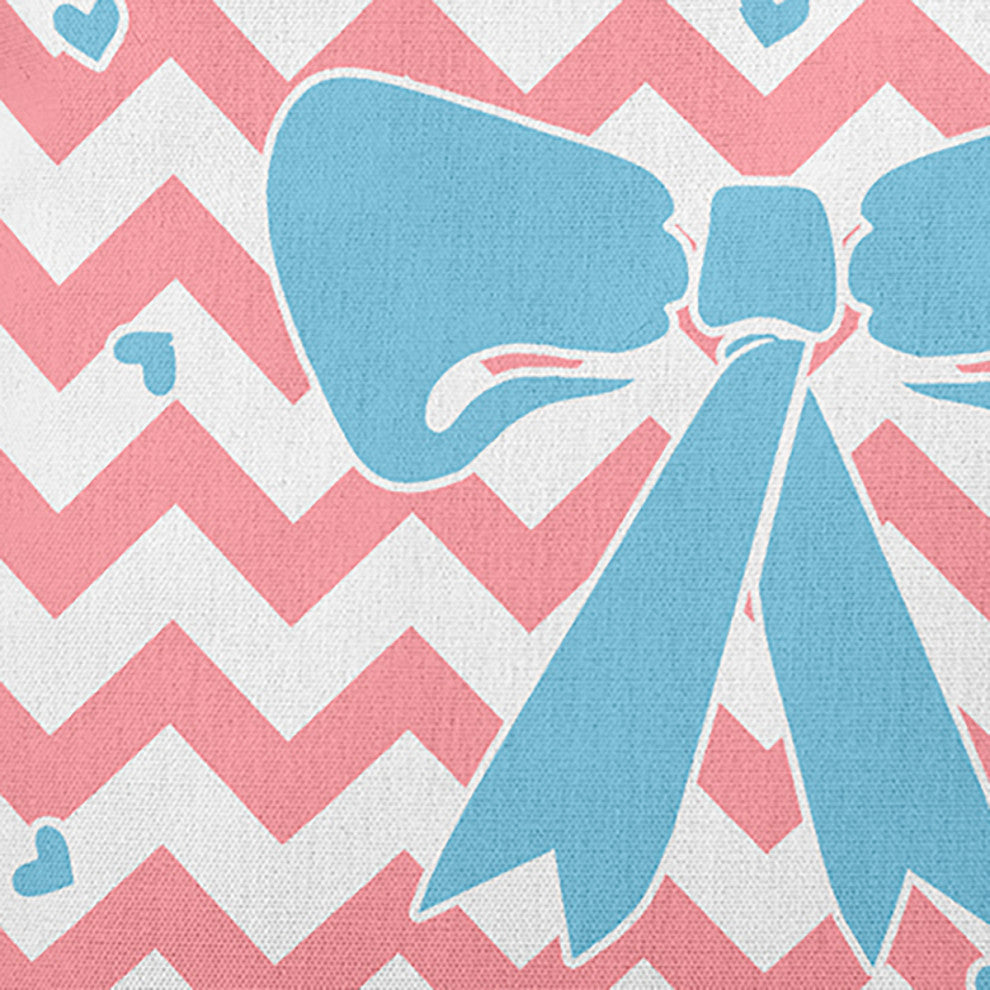 Chevron Bow Decorative Throw Pillow, Pink Icing, 16"x16"