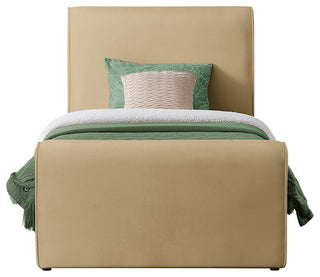 Sloan Black Velvet Full Bed, Camel, Twin