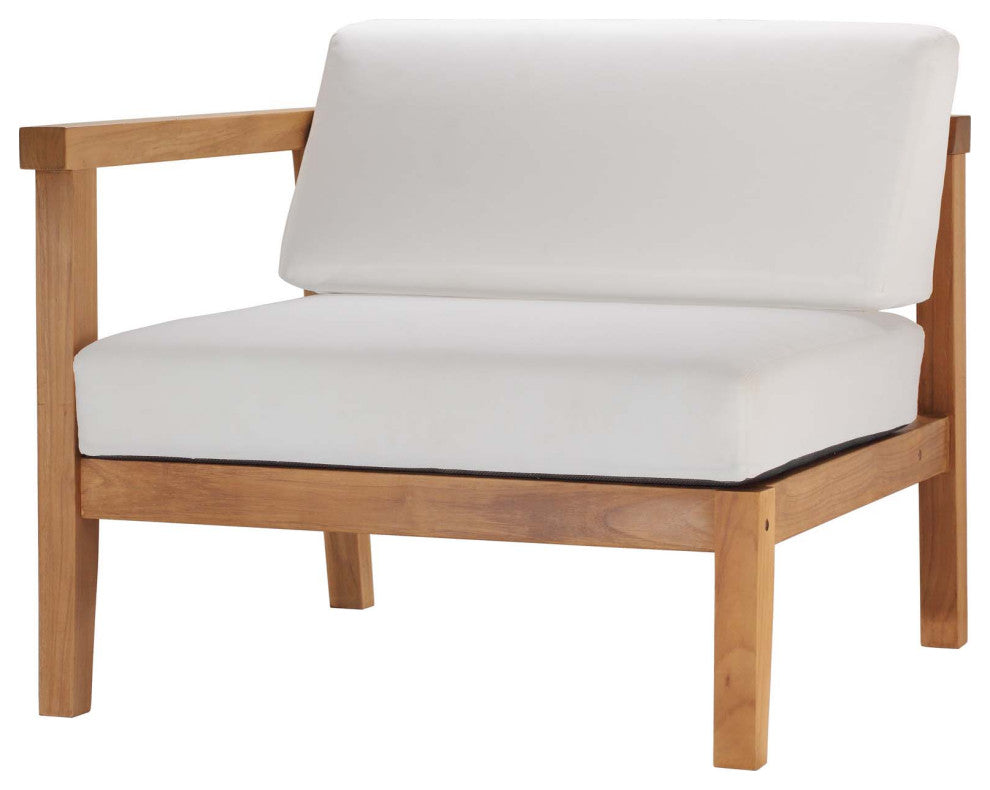 Lounge Sectional Sofa Chair Set, White Natural, Wood, Modern, Outdoor Patio