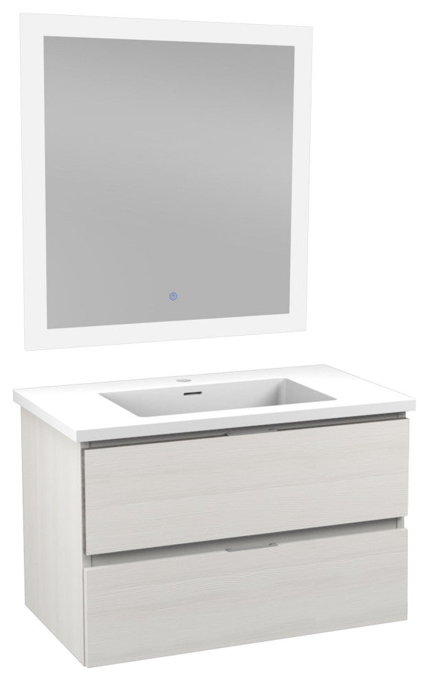 Conques 30" Wall Mount Bathroom Vanity Set, Rich White