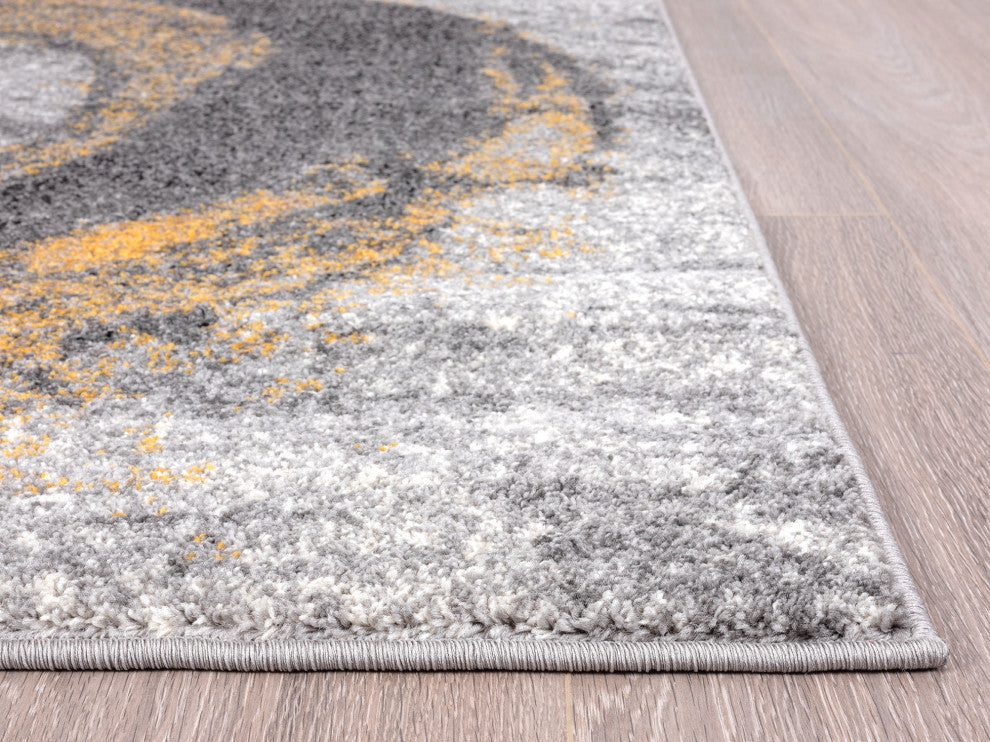 Abani Laguna LAG150A Contemporary Yellow Swirl Area Rug