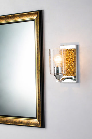 Arcadia 1 Light Bath Vanity Light in Polished Chrome with Gold Accents