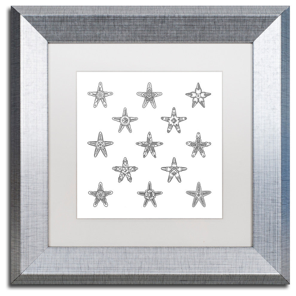 Filippo Cardu 'Sea Stars' Art, Silver Frame, White Mat, 11x11
