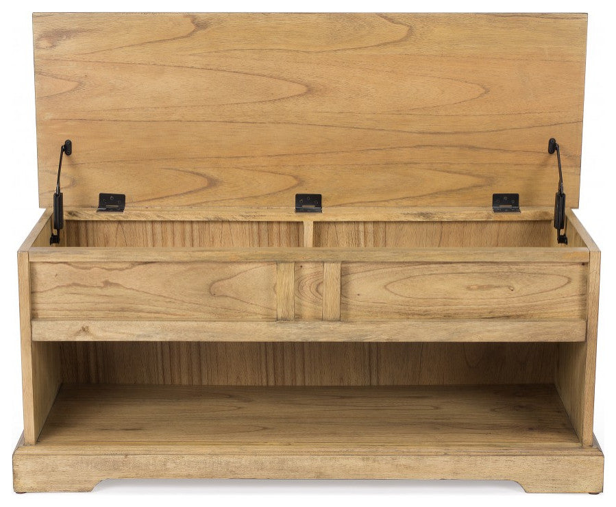 Natural Wood Classic Bench With Storage