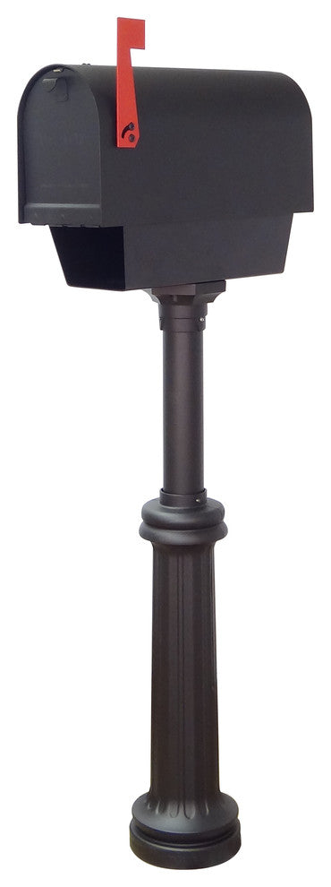 Titan Aluminum Curbside Mailbox With Newspaper Tube and Bradford Mailbox Post