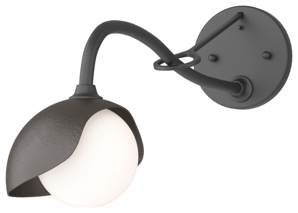 Brooklyn 1-Light Single Shade Sconce, Black, Oil Rubbed Bronze, Opal Glass