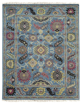 Hand-Knotted Wool Blue Traditional Modern Knot Rug, 8'x10