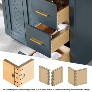 Gazsi Charcoal Blue Bathroom Vanity Set, 60", Without Mirror