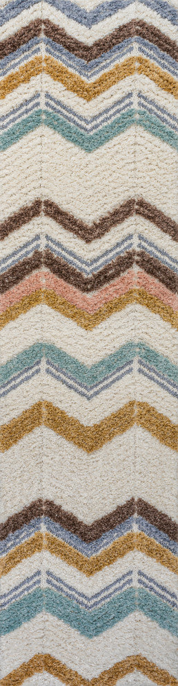 Elin Chevron High-Low Multi/Cream 2'x8' Runner Rug