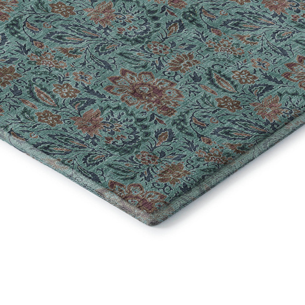 Premium Machine Washable Mayfield AMF660 Teal 1'8" x 2'6" Rug