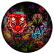 Tiger And Panther With Splashes, Animal Round Wall Art, 23"