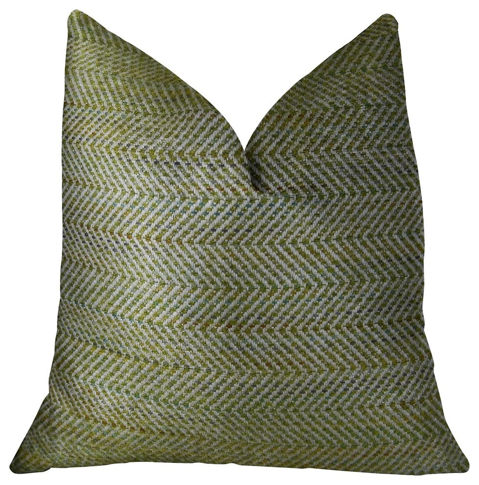 Upland Light Green and Ivory Handmade Luxury Pillow, 20"x36" King