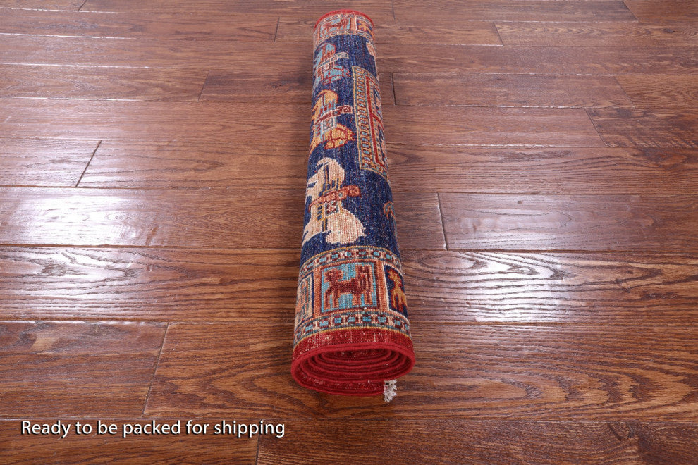 Antiqued Pazyryk Historical Design Handmade Wool Rug 2' 8" X 4' 1" Q10869