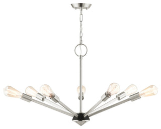 Livex Lighting Prague 7 Light Brushed Nickel With Black Accent Chandelier