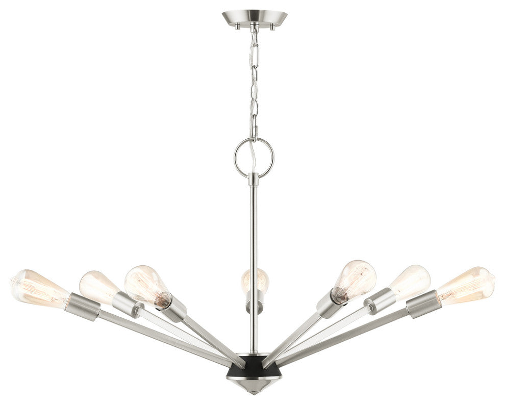 Livex Lighting Prague 7 Light Brushed Nickel With Black Accent Chandelier