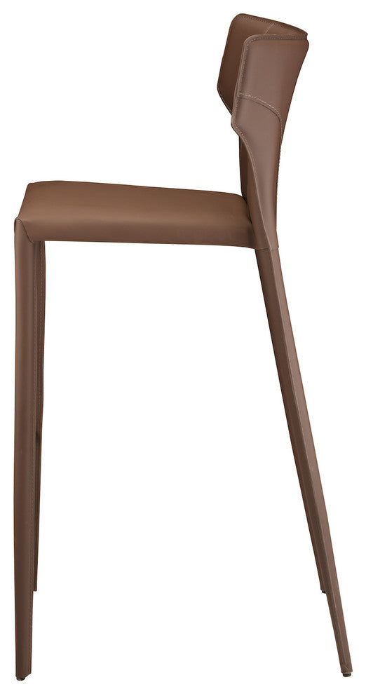 Wayne Counter Stool in Mink Leather by Nuevo