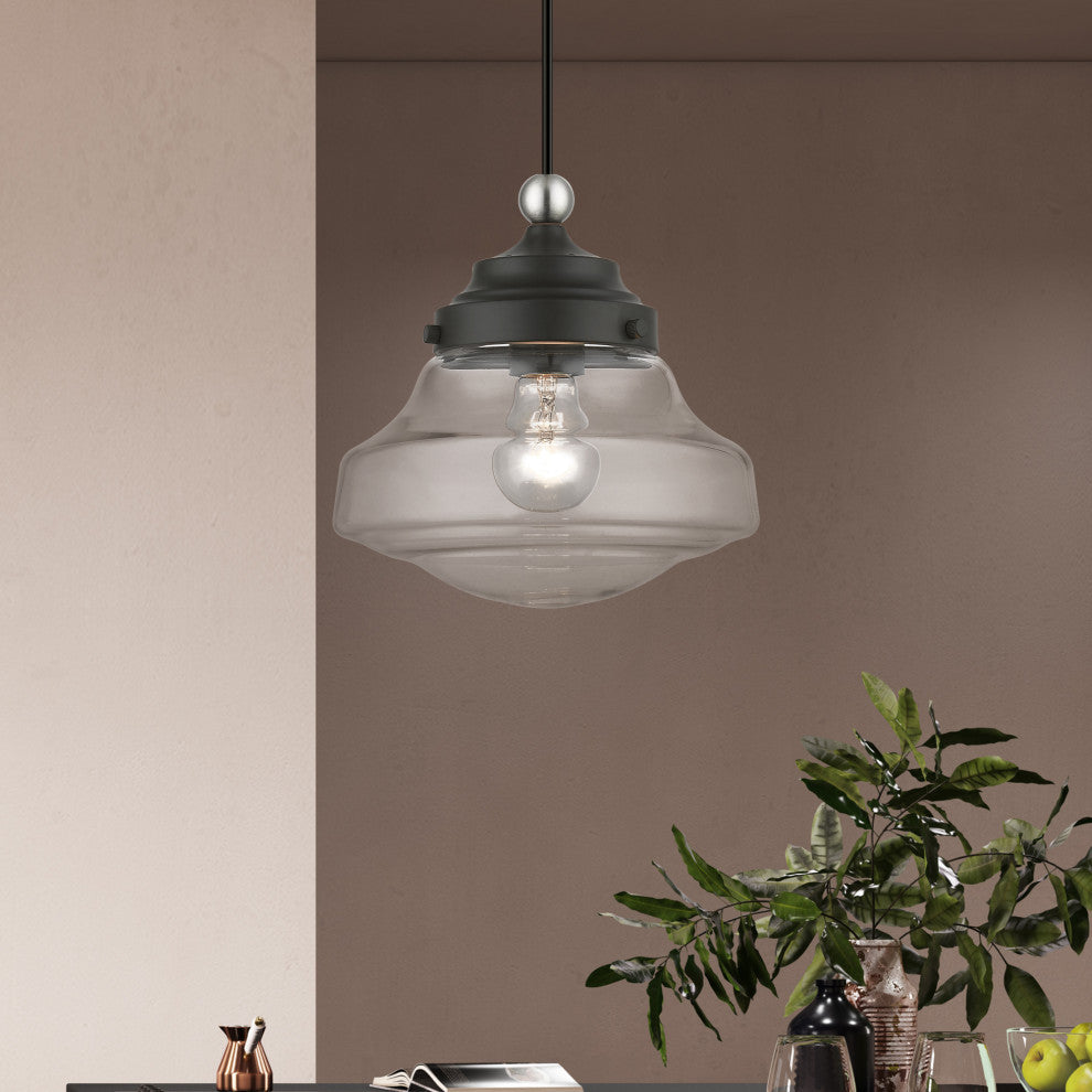 Avondale 1 Light Black With Brushed Nickel Accent Mini Pendant