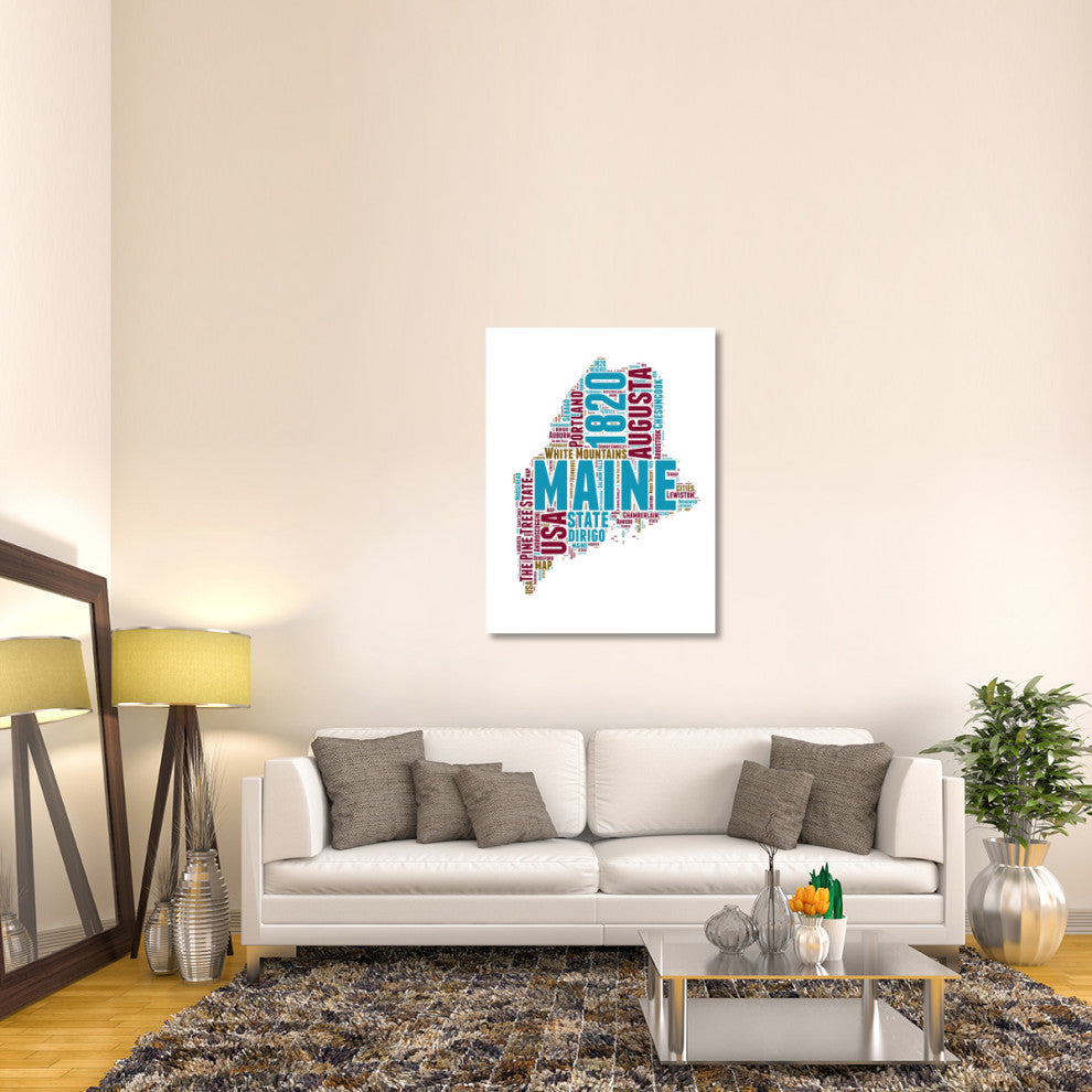 "Maine Word Cloud Map" Fine Art Print