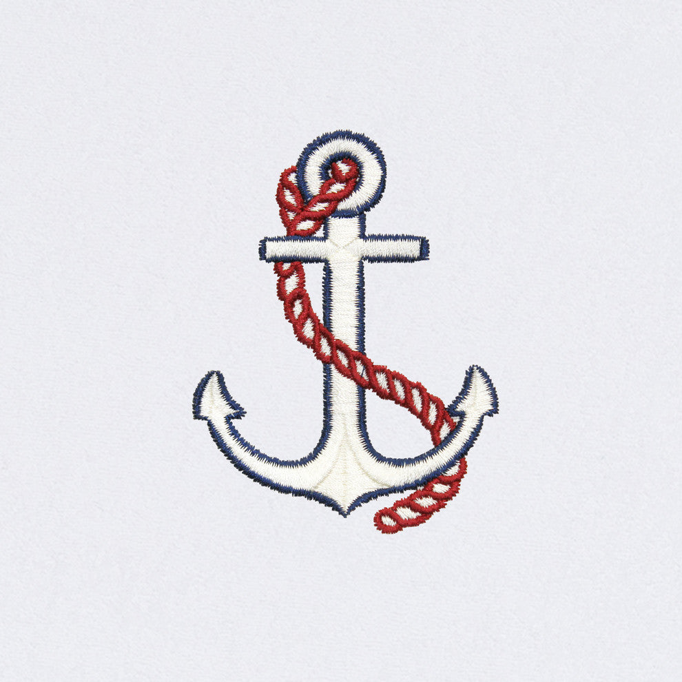 Anchor Embroidered Standard Size Chaise Lounge Cover With Side Pockets, White