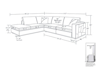 Skylar Genuine Italian Leather Modern Left Arm Facing Chaise Sectional, White
