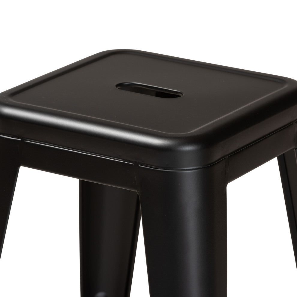 Vonn Industrial Metal Stackable Stool Set, Matte Black, Counter Stool
