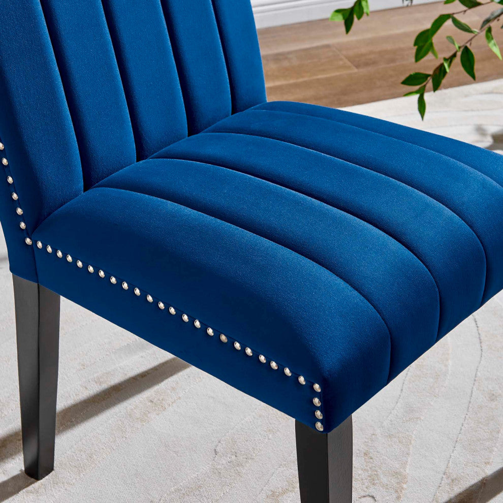 Catalyst Performance Velvet Dining Side Chairs, Set of 2, Navy