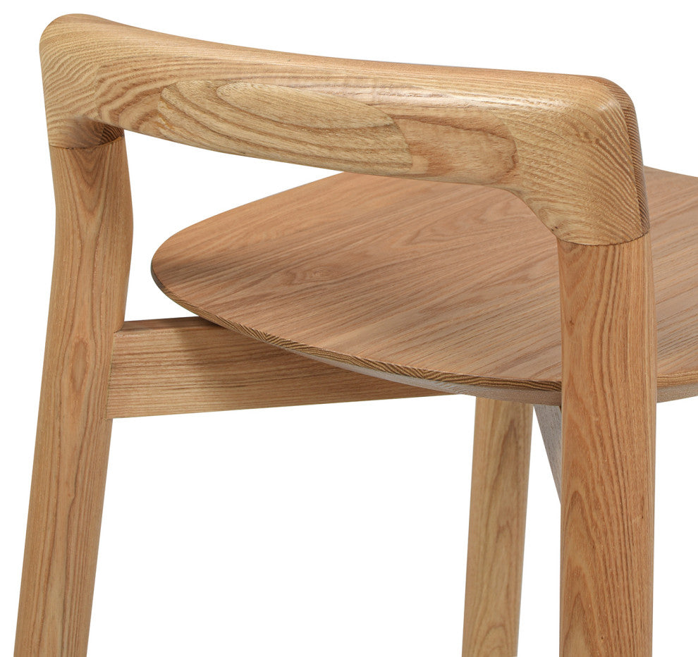 Sven 26.5" Low Back Solid Ash Wood Counter Stool, Natural Blonde