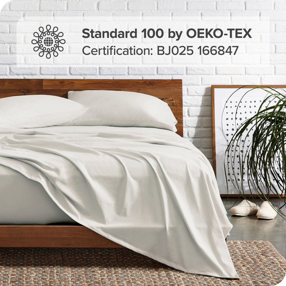 Bare Home 1800 Microfiber Sheet Set, Ivory, Split King
