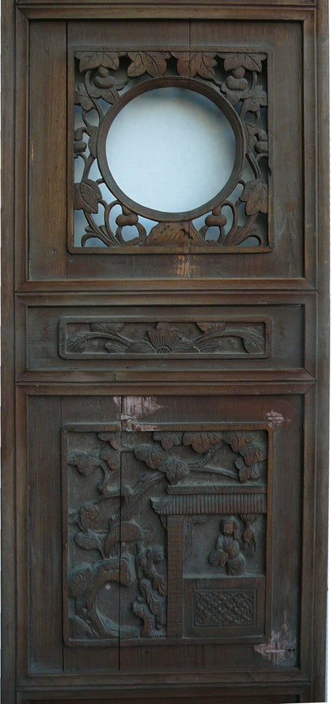 Chinese Flowers Open Carving Wood Panel Decor